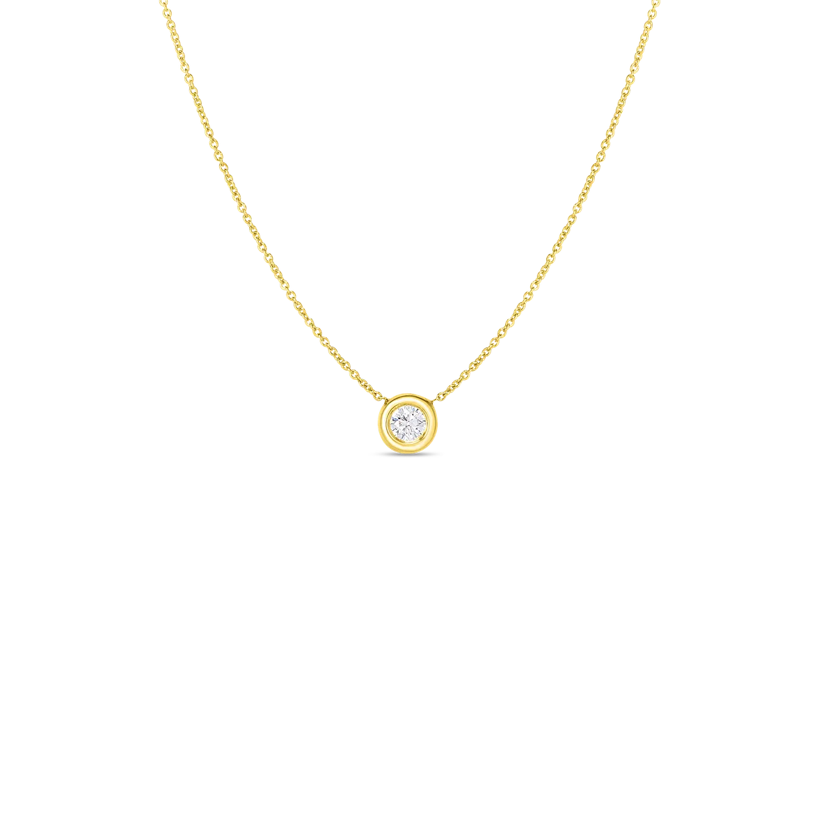 Roberto Coin 18K Yellow Gold Tiny Treasures Single Diamond Bezel Necklace