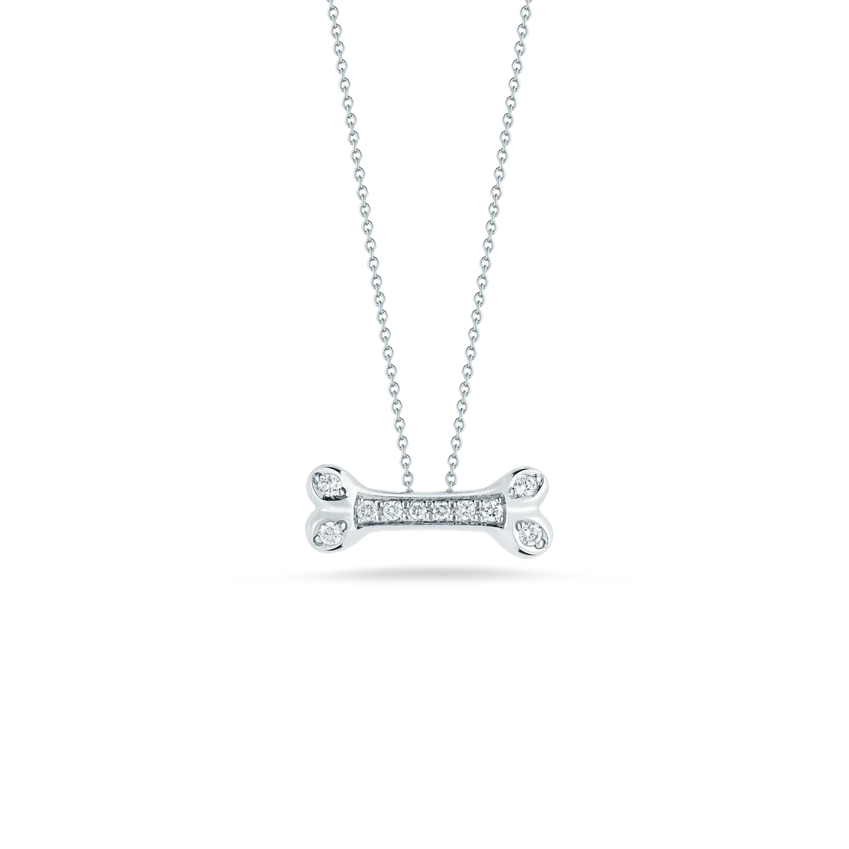 Roberto Coin 18K White Gold Tiny Treasures Diamond Dogbone Necklace