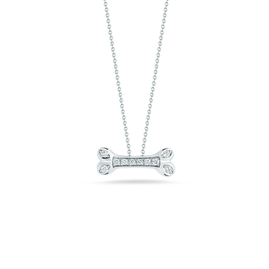 Roberto Coin 18k White Gold Tiny Treasures Diamond Dogbone Necklace