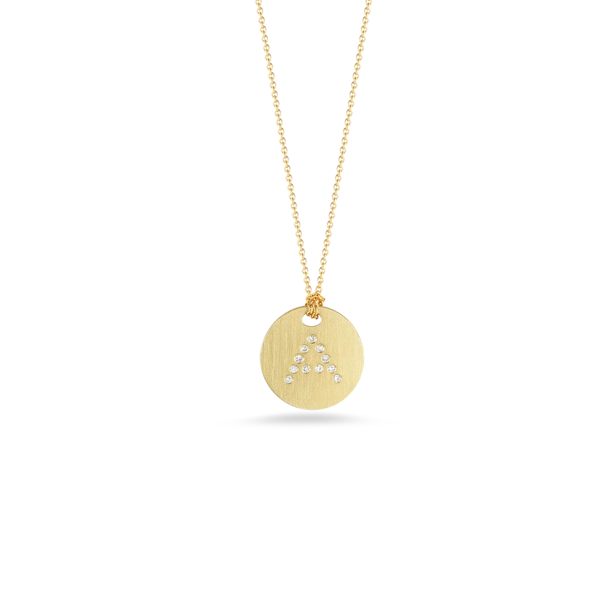 Roberto Coin 18K Yellow Gold Tiny Treasures Diamond Initial Letters Satin Disc Necklace