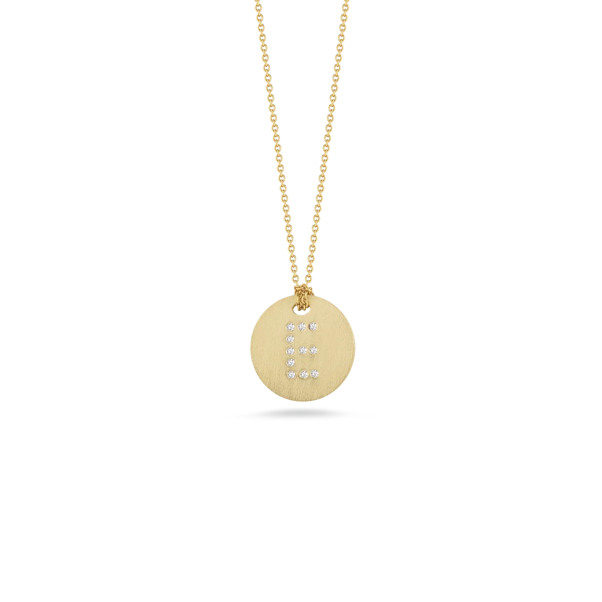 Roberto Coin 18K Yellow Gold Tiny Treasures Diamond Initial Letters Satin Disc Necklace