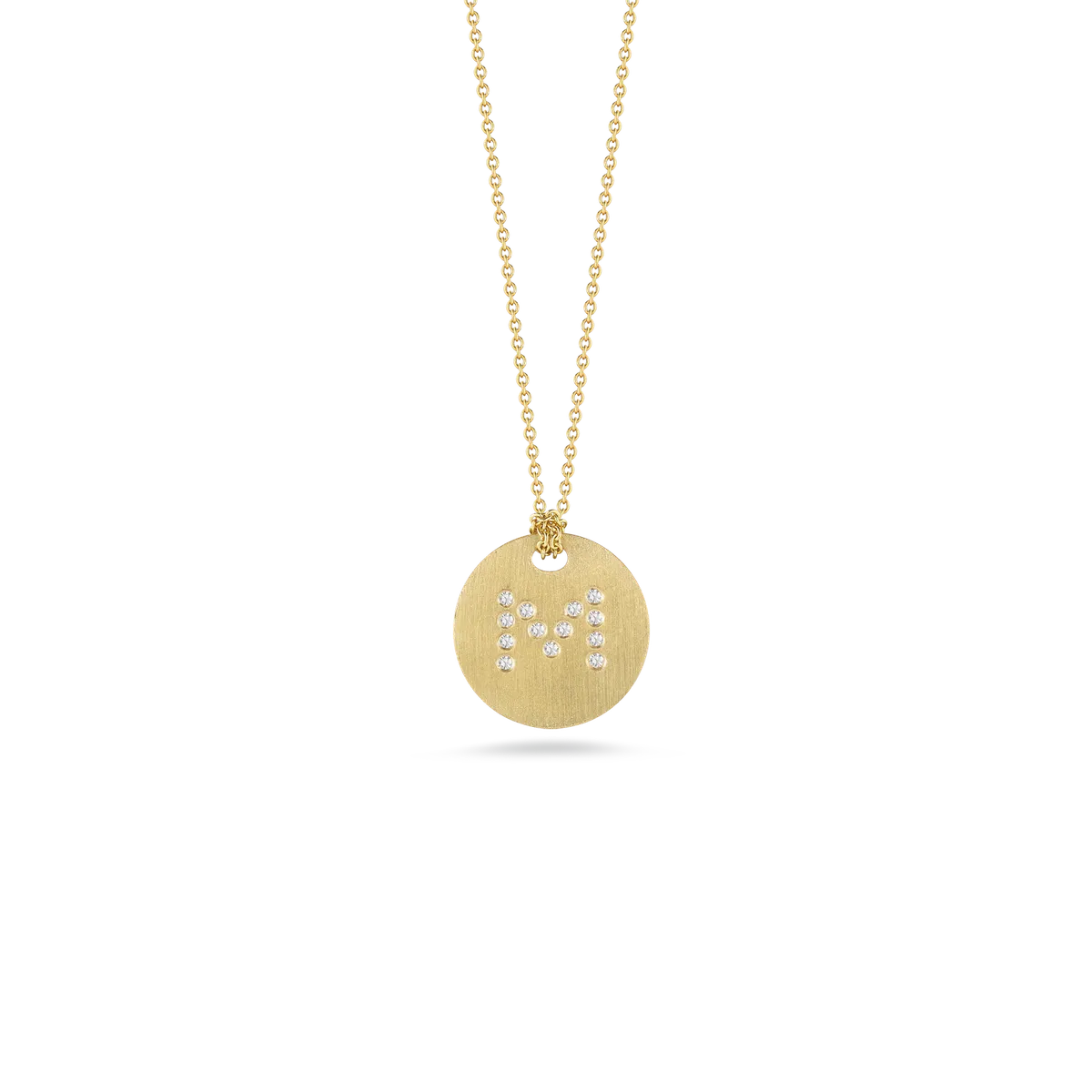 Roberto Coin 18K Yellow Gold Tiny Treasures Diamond Initial Letters Satin Disc Necklace