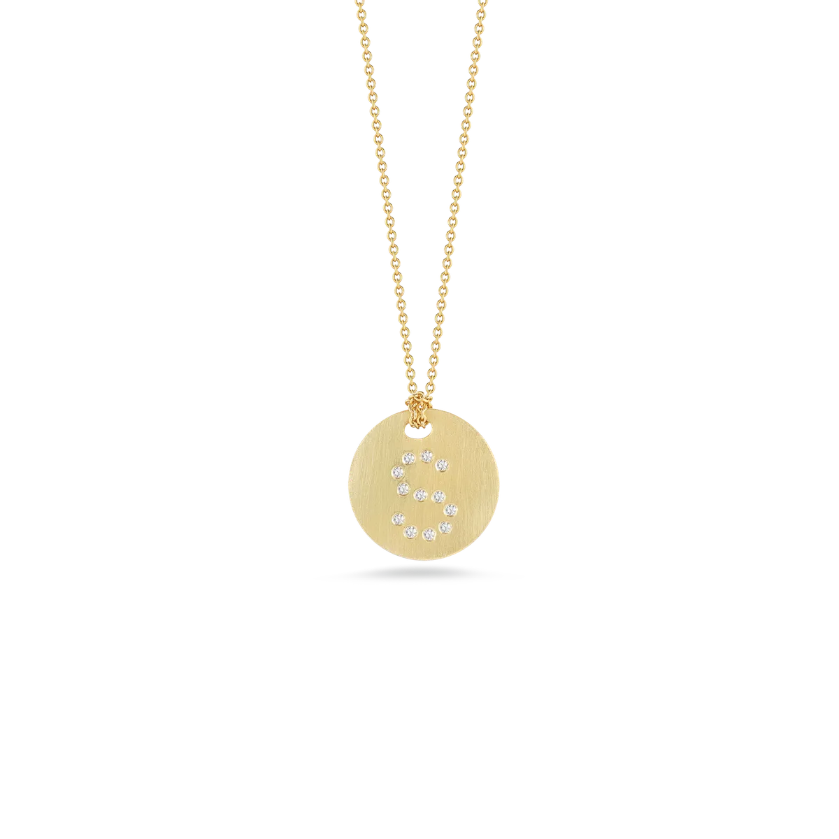 Roberto Coin 18K Yellow Gold Tiny Treasures Diamond Initial Letters Satin Disc Necklace