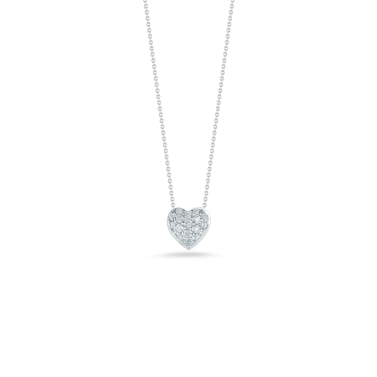 Shop Roberto Coin 18K White Gold Diamond Heart Necklace in