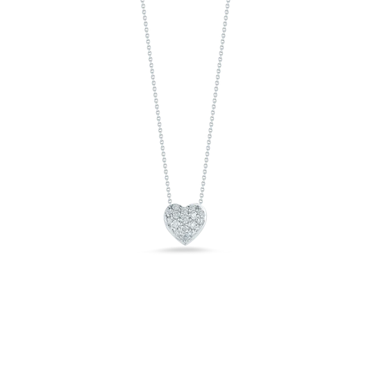 Roberto Coin 18k White Gold Diamond Puffed Heart Necklace