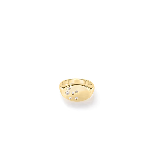 18K Yellow Gold Large Diamond Signet Ring