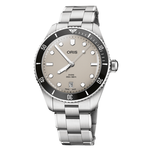 Divers Date 39mm Beige Dial Steel Bracelet With Additional Black Rubber Strap