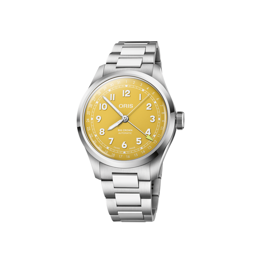 Big Crown Pointer Date 40mm Yellow Dial Steel Bracelet
