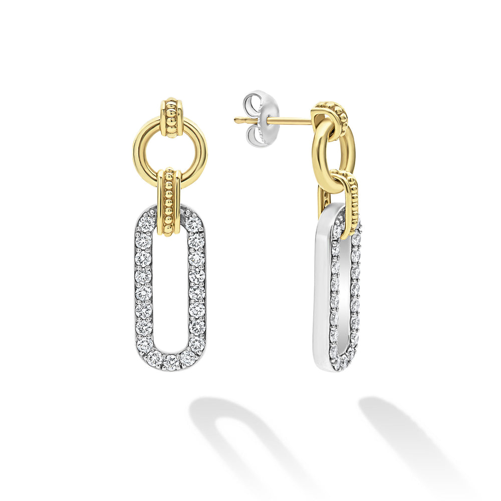 18K Gold and Sterling Silver Drop Earrings