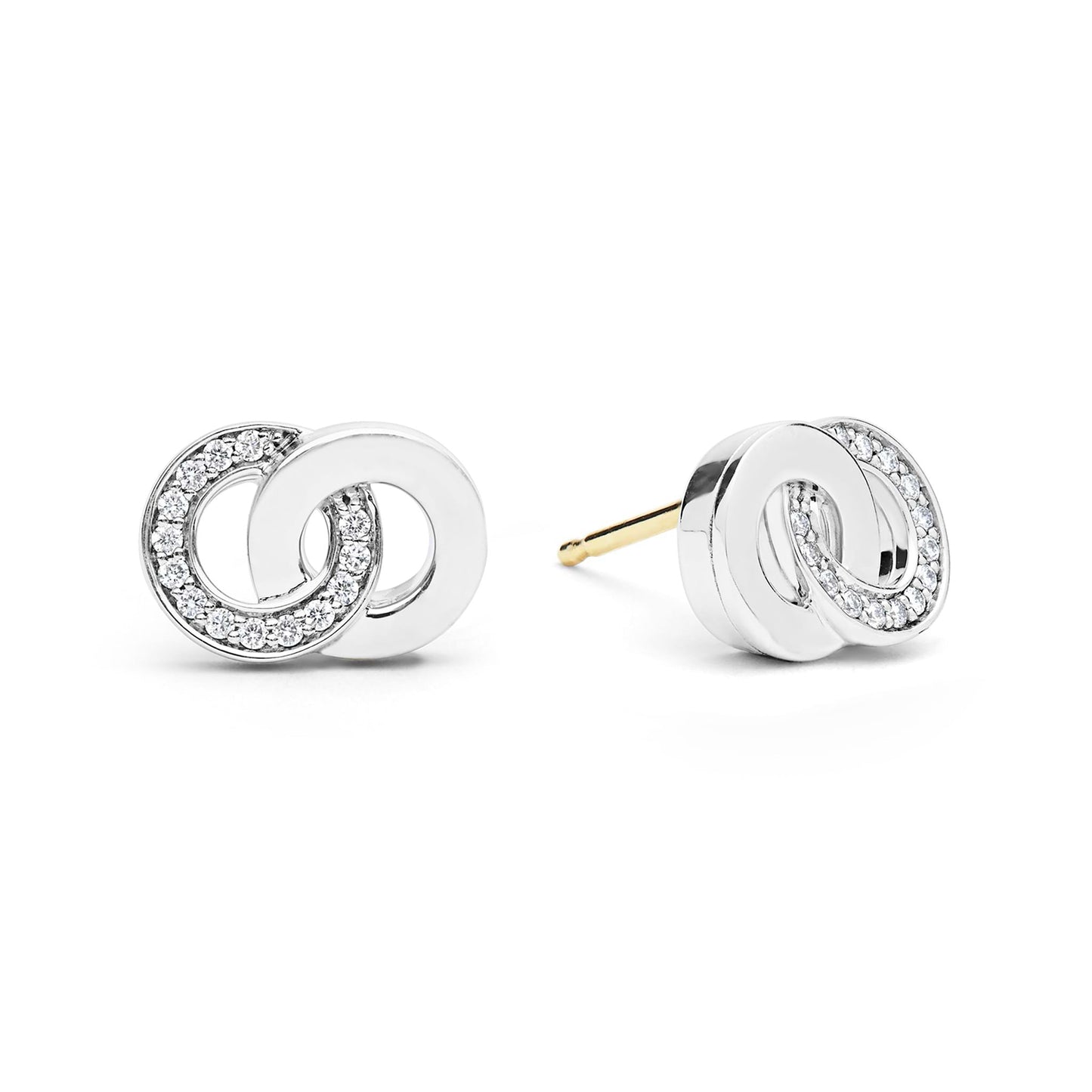 Caviar Interlocking Diamond mm Stud Earrings