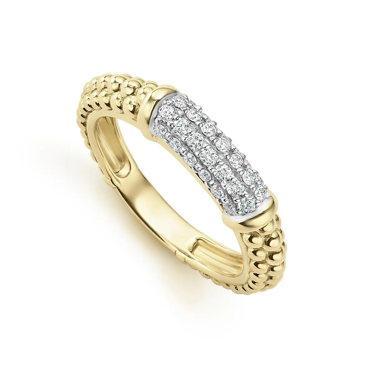 Lagos 18K Gold Caviar Diamond Stacking Ring