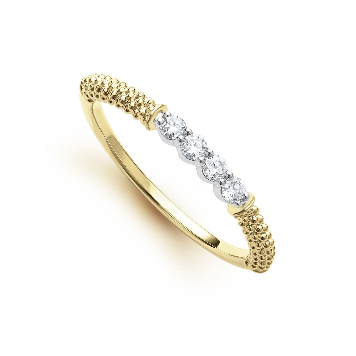 Superfine Diamond And Caviar Stacking Ring