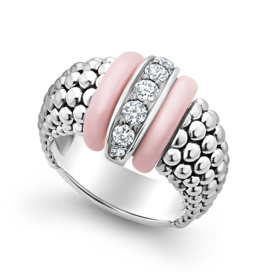 Sterling Silver and Pink Ceramic Ring