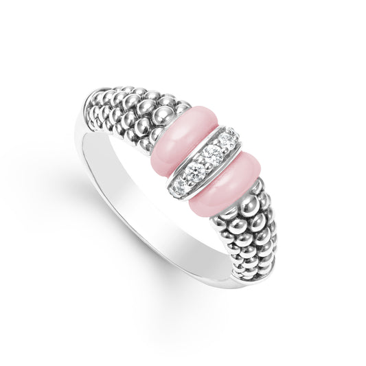 Sterling Silver and Pink Ceramic Ring