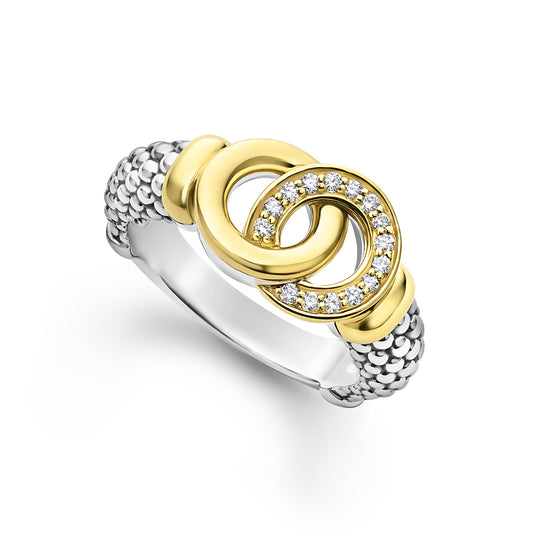 18K Gold and Sterling Silver Diamond Ring