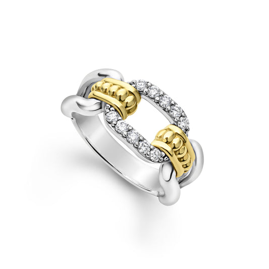 18K Gold and Sterling Silver Diamond Ring