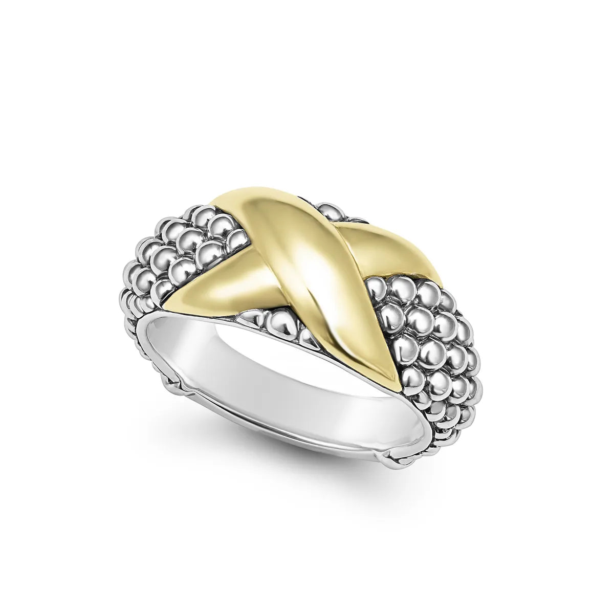 Shop the Stunning Lagos Two-Tone X Caviar Ring in Fairfield Shop the Stunning Lagos Two-Tone X Caviar Ring in Fairfield