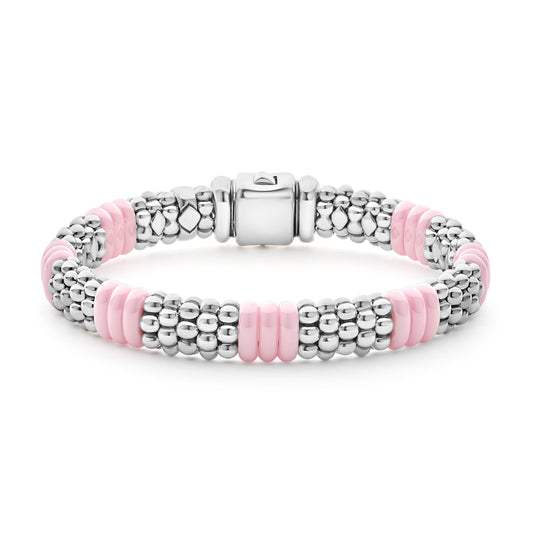 Sterling Silver and Pink Ceramic Bracelet