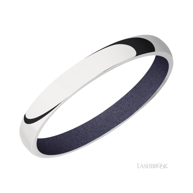 Lashbrook Domed 10K White Gold Band featuring a Crushed Orchid sleeve