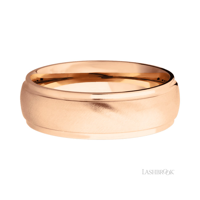 Lashbrook Domed Stepped Down Edges 14K Rose Gold Band