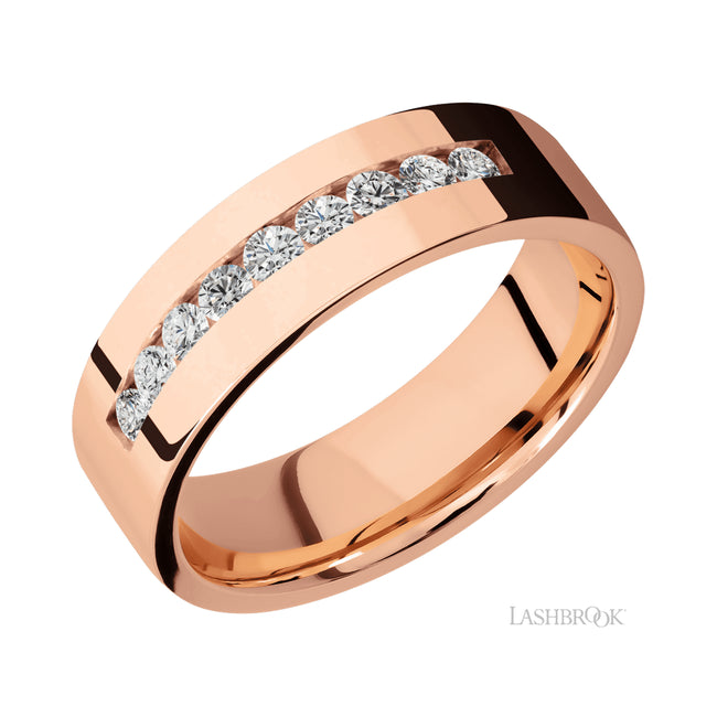 Lashbrook Flat/14K Rose Gold Band with Diamond