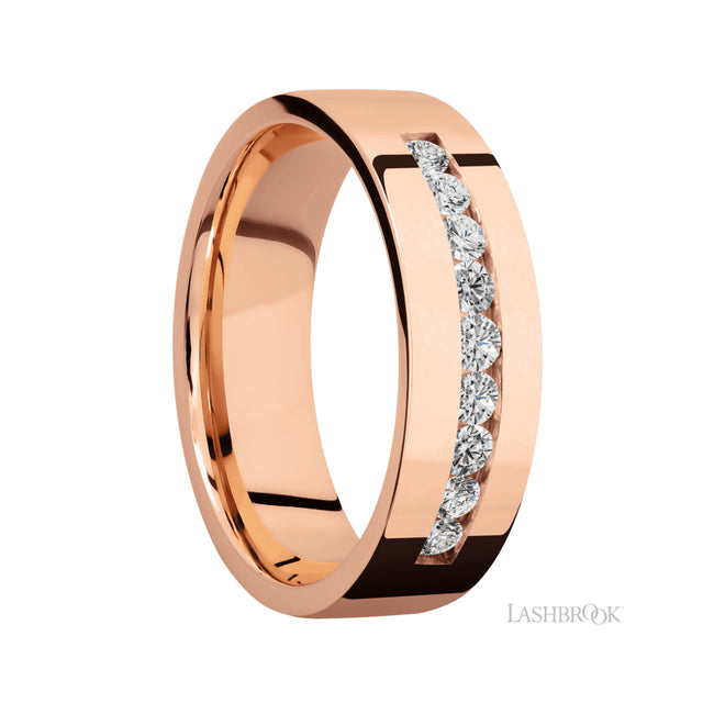 Lashbrook Flat/14K Rose Gold Band with Diamond