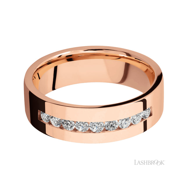 Lashbrook Flat/14K Rose Gold Band with Diamond