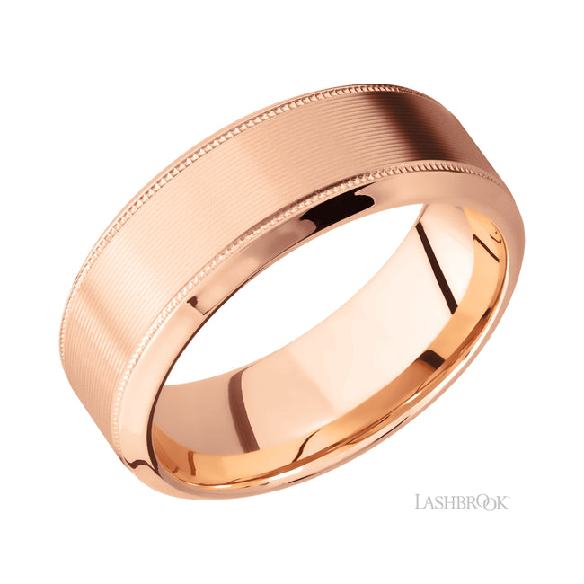Lashbrook High Bevel Milgrain 14K Rose Gold Band