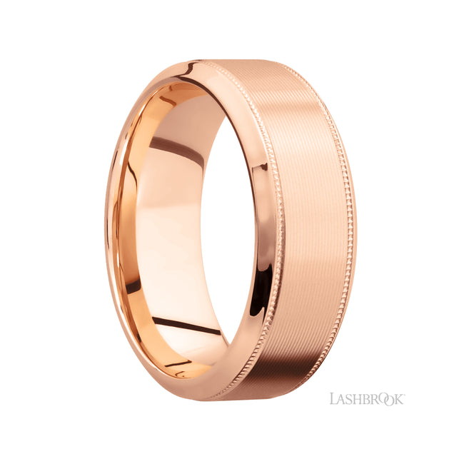 Lashbrook High Bevel Milgrain 14K Rose Gold Band
