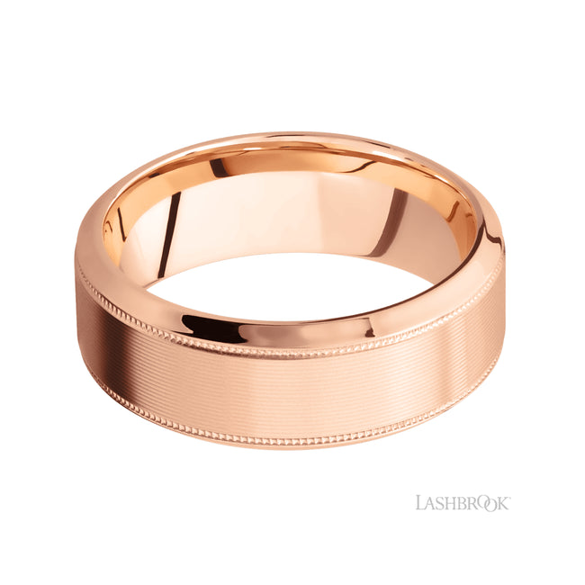 Lashbrook High Bevel Milgrain 14K Rose Gold Band