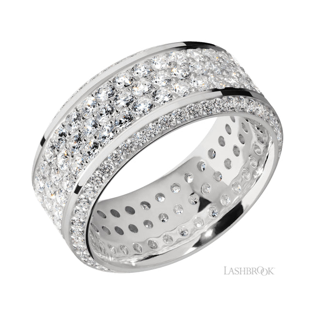 Lashbrook High Bevel/14K White Gold Band with Diamond