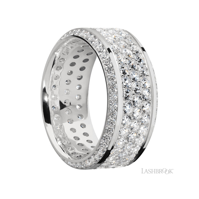 Lashbrook High Bevel/14K White Gold Band with Diamond