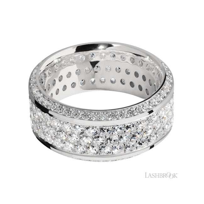Lashbrook High Bevel/14K White Gold Band with Diamond