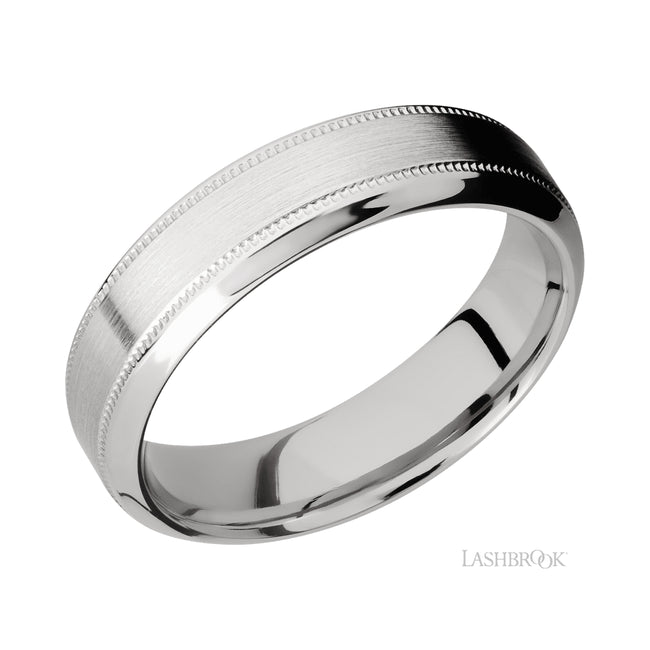 Lashbrook High Bevel Milgrain 14K White Gold Band