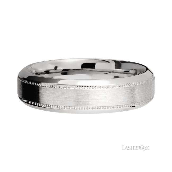 Lashbrook High Bevel Milgrain 14K White Gold Band