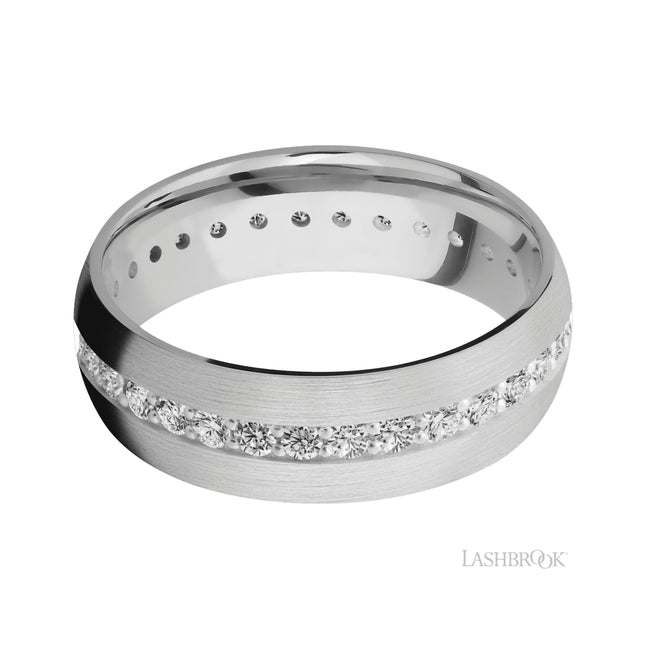 Lashbrook Domed/14K White Gold Band with Diamond