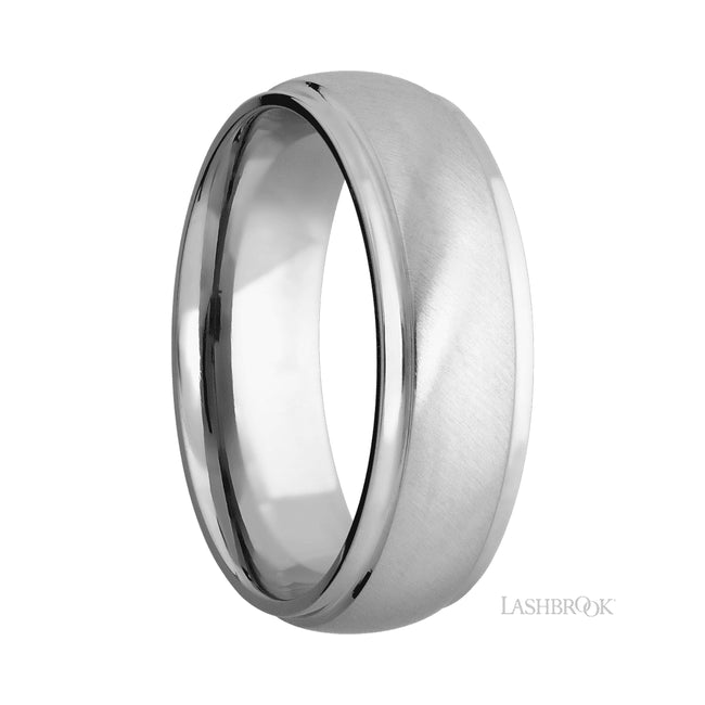 Lashbrook Domed Stepped Down Edges 14K White Gold Band