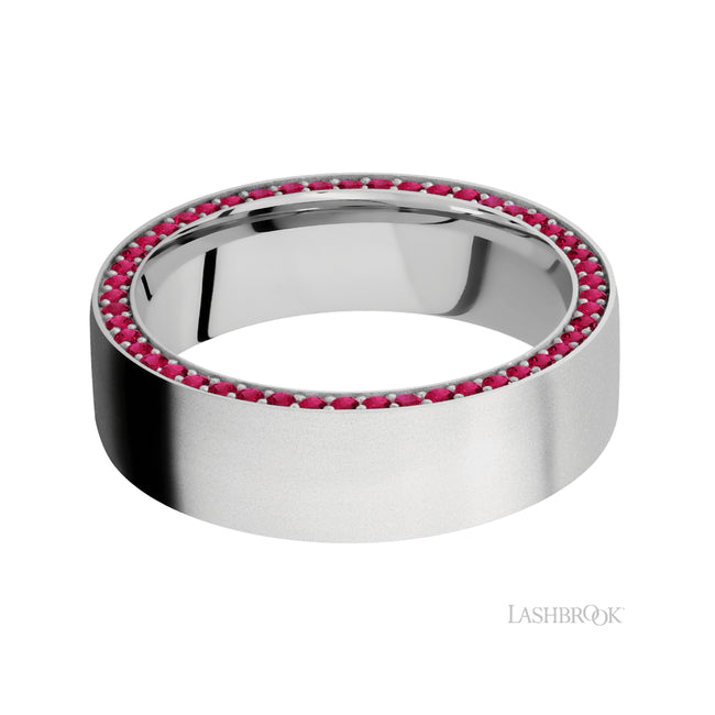 Lashbrook Flat/14K White Gold Band with Ruby