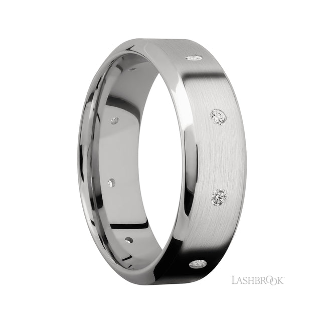 Lashbrook High Bevel/14K White Gold Band with Diamond