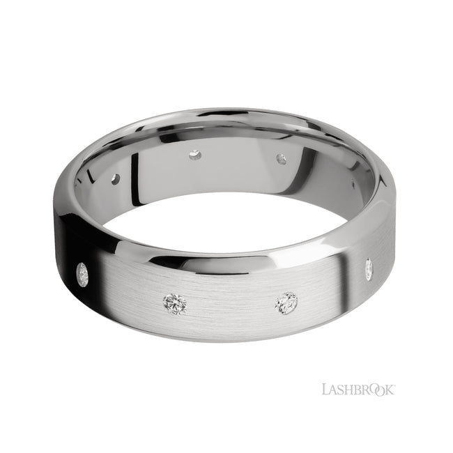 Lashbrook High Bevel/14K White Gold Band with Diamond