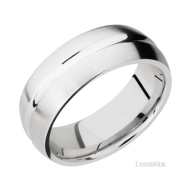 Lashbrook Domed Center Concave 14K White Gold Band