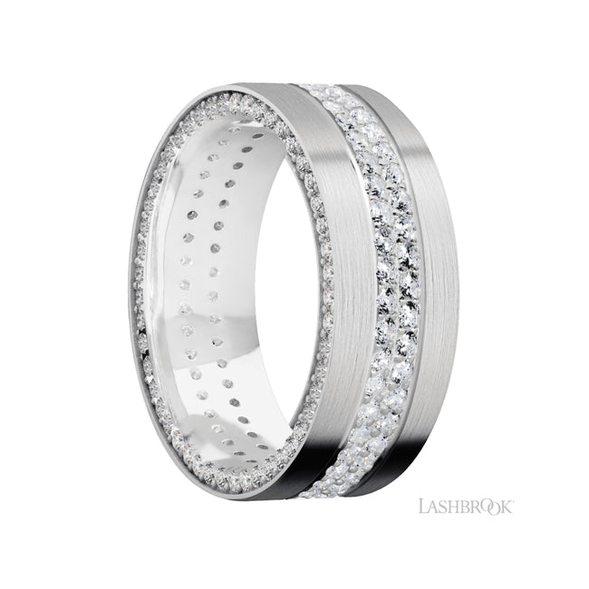 Lashbrook Flat/14K White Gold Band with Diamond