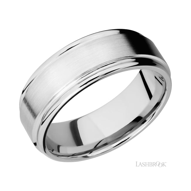 Lashbrook Flat Rounded Edges 14K White Gold Band