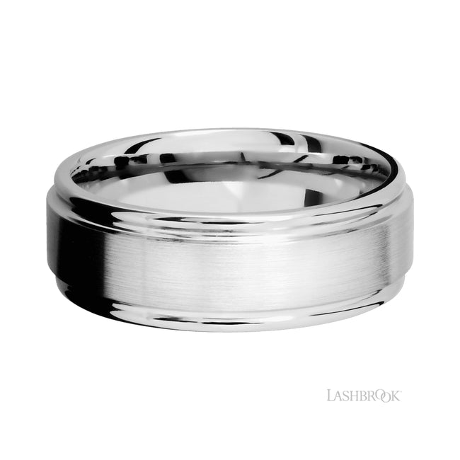Lashbrook Flat Rounded Edges 14K White Gold Band