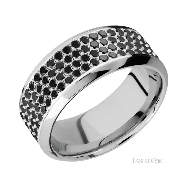 Lashbrook High Bevel/14K White Gold Band with Black Diamond