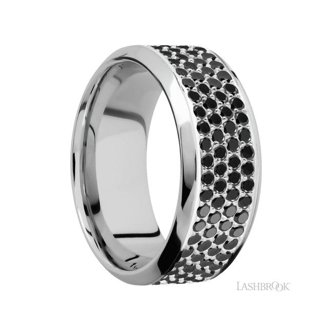 Lashbrook High Bevel/14K White Gold Band with Black Diamond