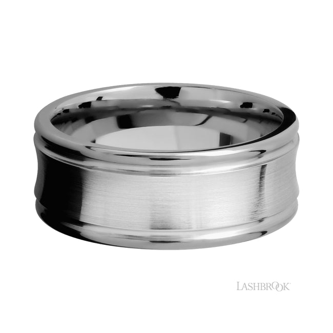 Lashbrook Concaved Center Round Edges 14K White Gold Band