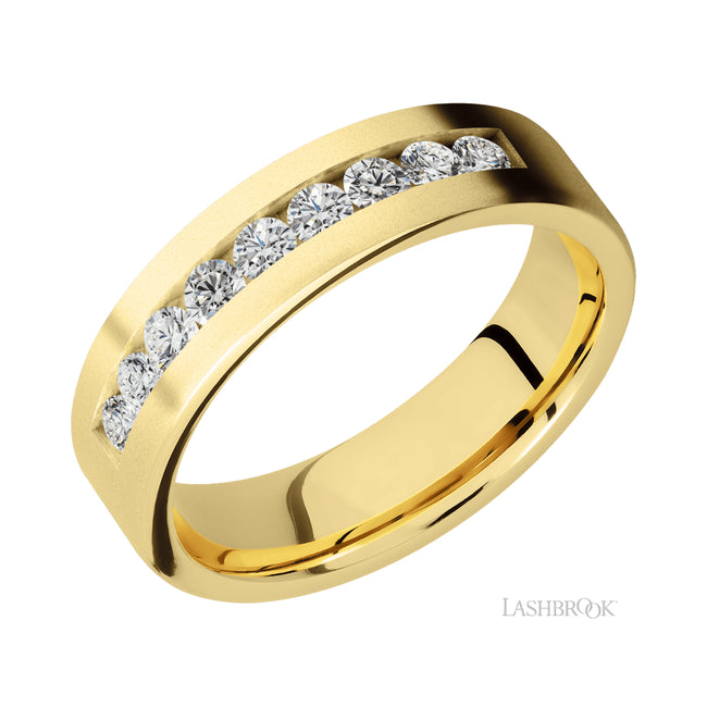 Lashbrook Flat/14K Yellow Gold Band with Diamond
