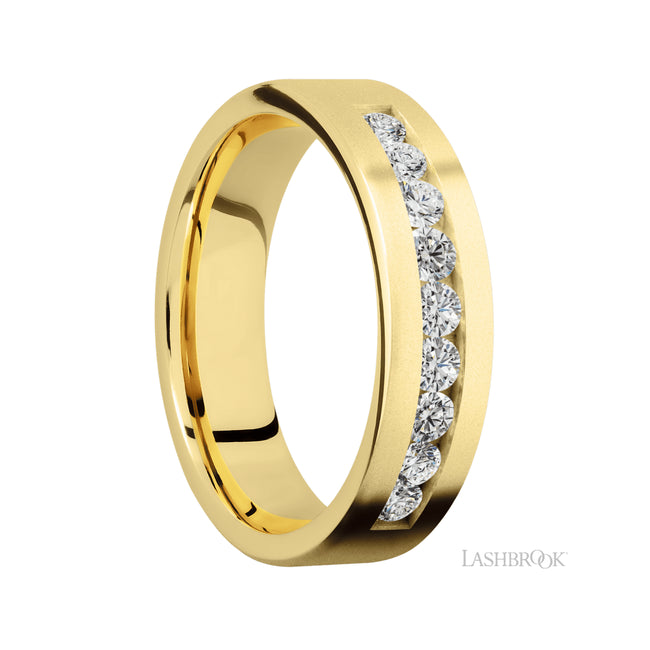 Lashbrook Flat/14K Yellow Gold Band with Diamond