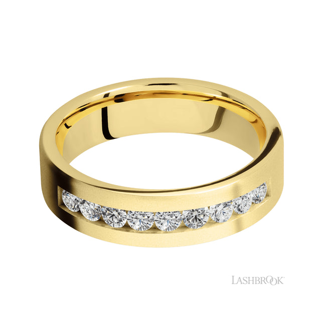 Lashbrook Flat/14K Yellow Gold Band with Diamond